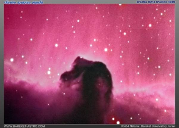 * לחץ על התמונה - להגדלה *<br/>ערפילית ראש הסוס באוריון - B33 - IC434<br/>זמן חשיפה כולל - 300 דקות, בפילטרים<br/>HaLRGB<br/><br/>צולם באמצעות טלסקופ 14  של חברת סלסטרון<br/>CELESTRON SCT C14 F/8.7 ST8XE <br/>PARAMOUNT ME ROBOTIC MOUNT<br/>Telescope remote internet - controlled Israel<br/>___________________________<br/>טלסקופ האינטרנט<br/>הטלסקופ האינטרנטי הראשון מסוגו בישראל<br/><br/>פרי פיתוח של מצפה הכוכבים ברקת במכבים<br/><br/>פרטים נוספים<br/>WWW.BAREKET-ASTRO.COM
